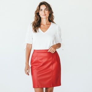 Vintage 90's Red Lamb Nappa Leather Mini Skirt from Lord & Taylor